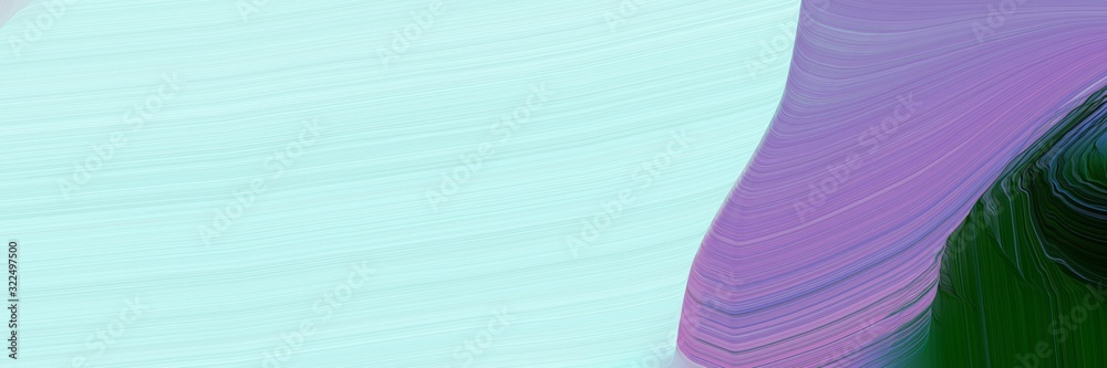 Poster moving horizontal header with pale turquoise, very dark green and medium purple colors. dynamic curv
