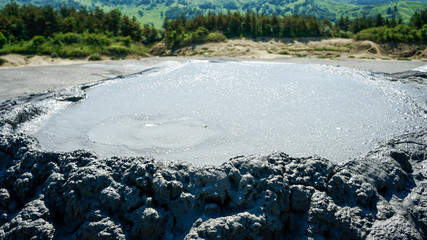 Beautiful landscape with Berca Muddy Volcanoes in Buzau, Romania
