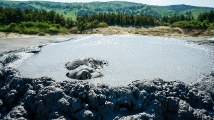 Beautiful landscape with Berca Muddy Volcanoes in Buzau, Romania