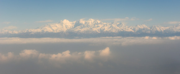 Himalayas ridge aerial view on Nepal