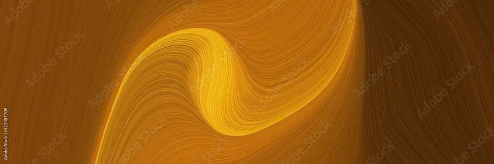 Poster moving header design with saddle brown, chocolate and golden rod colors. dynamic curved lines with fluid flowing waves and curves