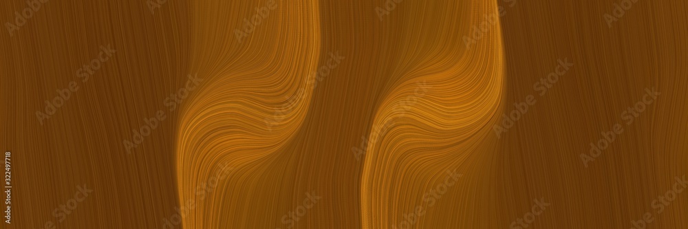Poster decorative header with chocolate, dark golden rod and brown colors. dynamic curved lines with fluid flowing waves and curves