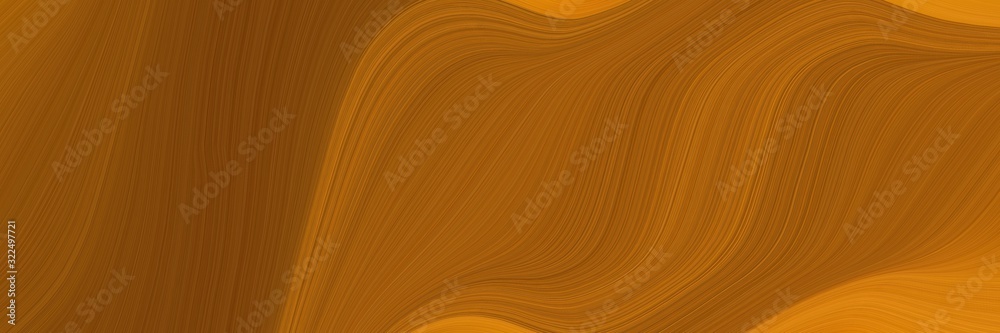 Poster moving banner with saddle brown, dark golden rod and chocolate colors. dynamic curved lines with flu