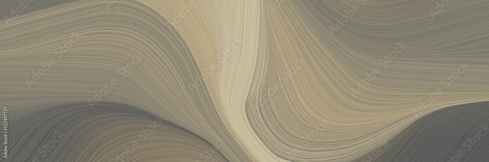 Fototapete flowing designed horizontal banner with gray gray, tan and rosy brown colors. dynamic curved lines with fluid flowing waves and curves