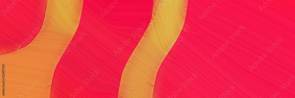 Poster surreal horizontal header with crimson, peru and bronze colors. dynamic curved lines with fluid flowing waves and curves