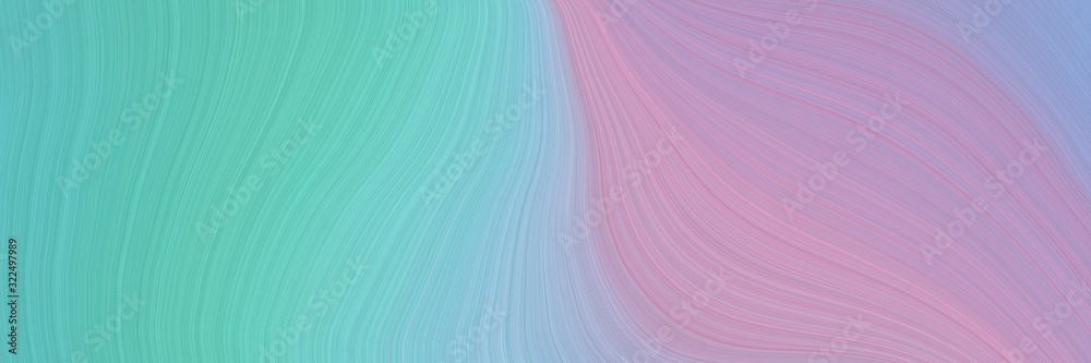 Poster decorative header with medium aqua marine, pastel purple and pastel violet colors. dynamic curved li