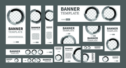 Fototapeta set of creative web banners of standard size with a place for photos. Vertical, horizontal and square template. vector illustration obraz