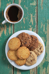 Coffee and various cookies