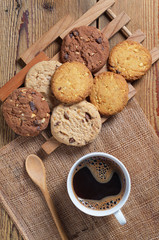 Coffee and different cookies
