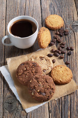 Various cookies and coffee