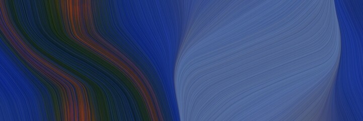 surreal banner with teal blue, very dark blue and midnight blue colors. dynamic curved lines with fluid flowing waves and curves