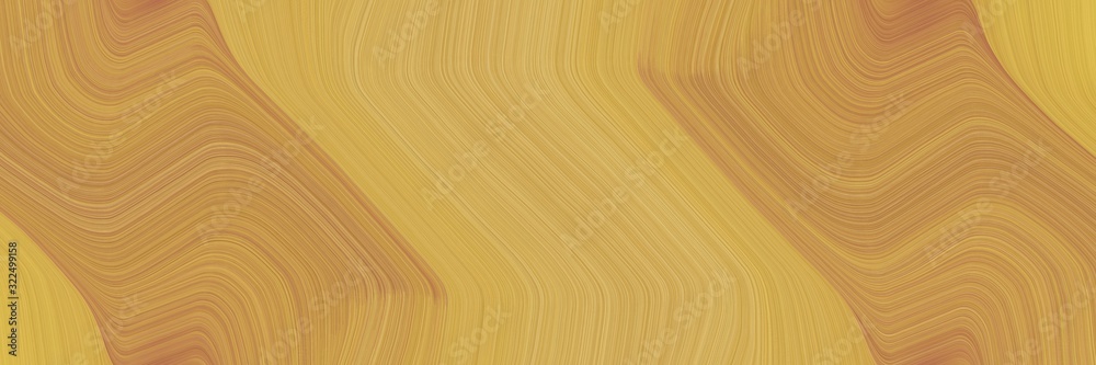 Poster colorful horizontal banner with peru, dark khaki and burly wood colors. dynamic curved lines with fl
