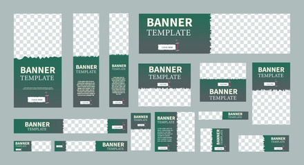 set of creative web banners of standard size with a place for photos. Vertical, horizontal and square template. vector illustration