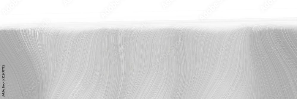 Poster decorative designed horizontal header with silver, white smoke and dark gray colors. dynamic curved lines with fluid flowing waves and curves