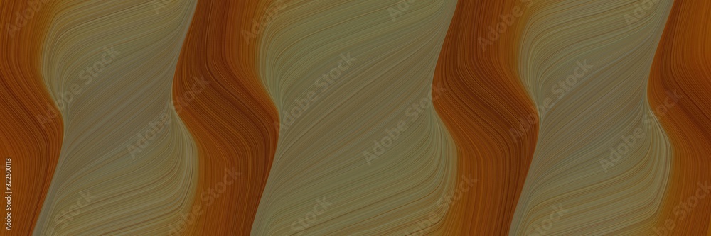 Poster decorative designed horizontal banner with brown, pastel brown and chocolate colors. dynamic curved 