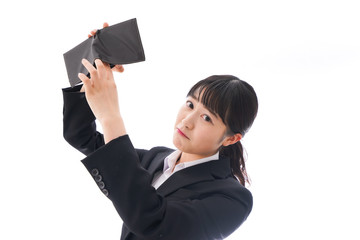 貧困に陥る若いビジネスウーマン