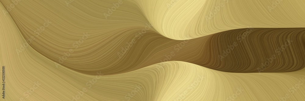 Poster dynamic horizontal header with peru, chocolate and khaki colors. dynamic curved lines with fluid flowing waves and curves