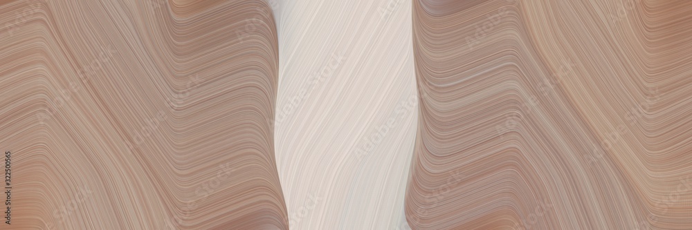 Poster surreal horizontal banner with rosy brown, pastel gray and pastel brown colors. dynamic curved lines