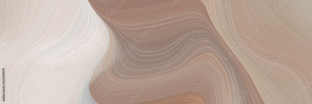 Poster artistic designed horizontal banner with rosy brown, light gray and pastel gray colors. dynamic curved lines with fluid flowing waves and curves