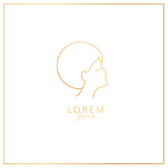 Set of line girls with face and hair. Template for cosmetics, logos, signs and symbols. Vector illustration. Femininity elements.