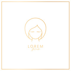 Set of line girls with face and hair. Template for cosmetics, logos, signs and symbols. Vector illustration. Femininity elements.