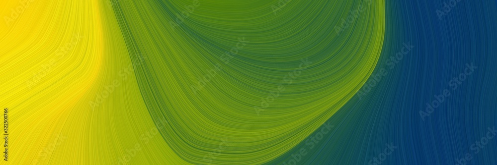 Poster flowing banner with dark slate gray, tangerine yellow and olive colors. dynamic curved lines with fluid flowing waves and curves