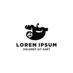 lazy sloth bear character icon logo on tree branch vector icon design maacot illustration © Ramosh Artworks