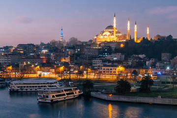 Fototapeta premium Istanbul, Turkey - Jan 14, 2020: The Suleymaniye Mosque is an Ottoman imperial mosque located on the Third Hill of Istanbul, Turkey