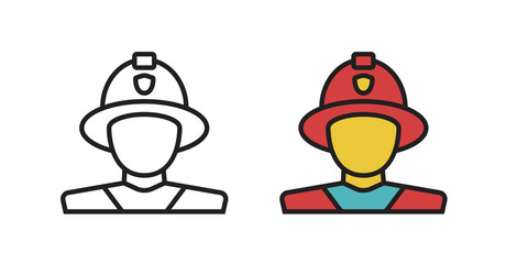 Fireman icon in the vector. The symbol of a man in the shape of a fireman in a modern flat style.