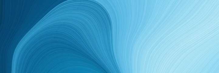 artistic horizontal header with steel blue, sky blue and light blue colors. dynamic curved lines with fluid flowing waves and curves - obrazy, fototapety, plakaty