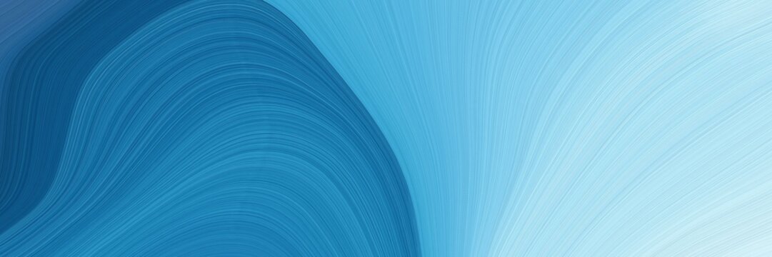 colorful horizontal header with steel blue, pale turquoise and sky blue colors. dynamic curved lines with fluid flowing waves and curves