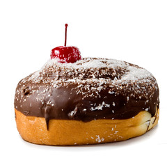 image of a bun with cherry on a white background