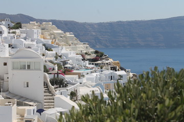 view of village in santorini greece