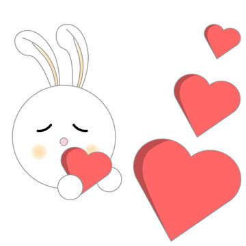Cute hare with red heart