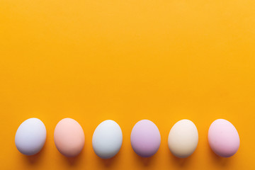 Cute creative photo with easter eggs, some eggs like easter bunny