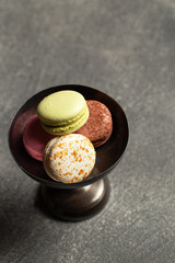 Macaroons in vintage bowl