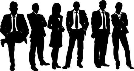 silhoutte businessman, silhoute business woman,  background black and white, vector pack silhoutte