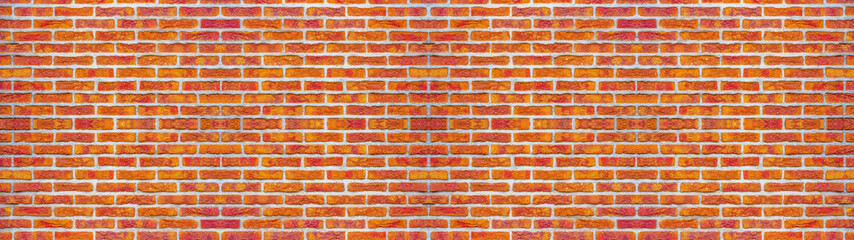 Obraz premium Fire red rustic brick wall texture banner panorama, colorful trend color 2020