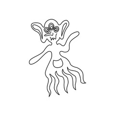Cute funny alien. Design element, icon on the theme of UFO, space. Doodles vector illustration
