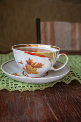 beautiful porcelain cup on the table