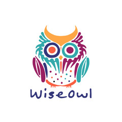 Obraz premium Cute owl colorful, logo design template