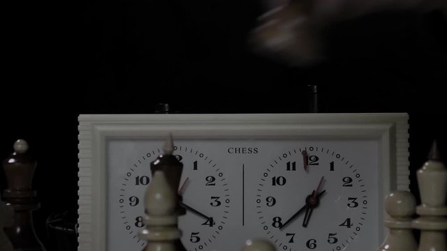 the chess player chooses a piece to go to, and then makes a move for it and presses the chess clock