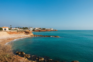 The coast in Vinaroz on a clear day, Costa Azahar
