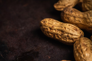 Peanuts in shell. Selecttive focus. Shallow depth of field.