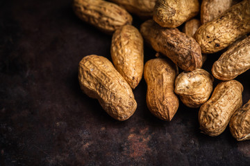 Peanuts in shell. Selecttive focus. Shallow depth of field.