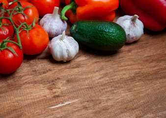fresh vegetables on wooden table