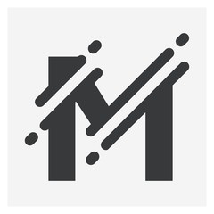 Vector illustration Initial Letter M abstract technology logo. Typography digital space concept.