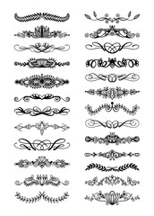 set of 25 doodle sketch drawing divider, wedding card design element or page decoration