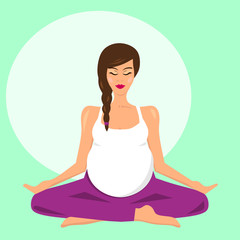 Illustration of a pregnant woman doing yoga 