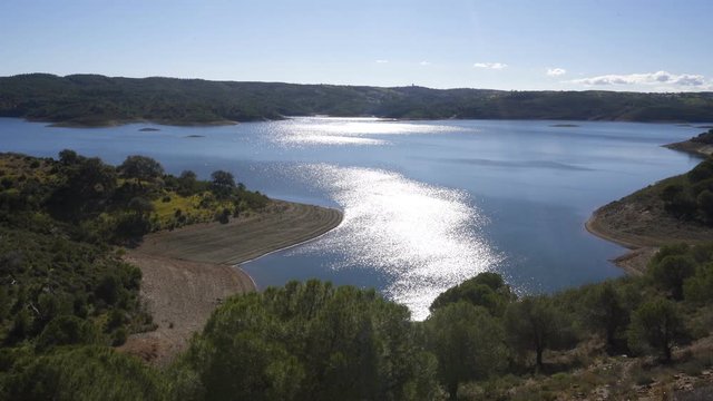 Barragem de Odeleite Dam reservoir in Alentejo, Portugal